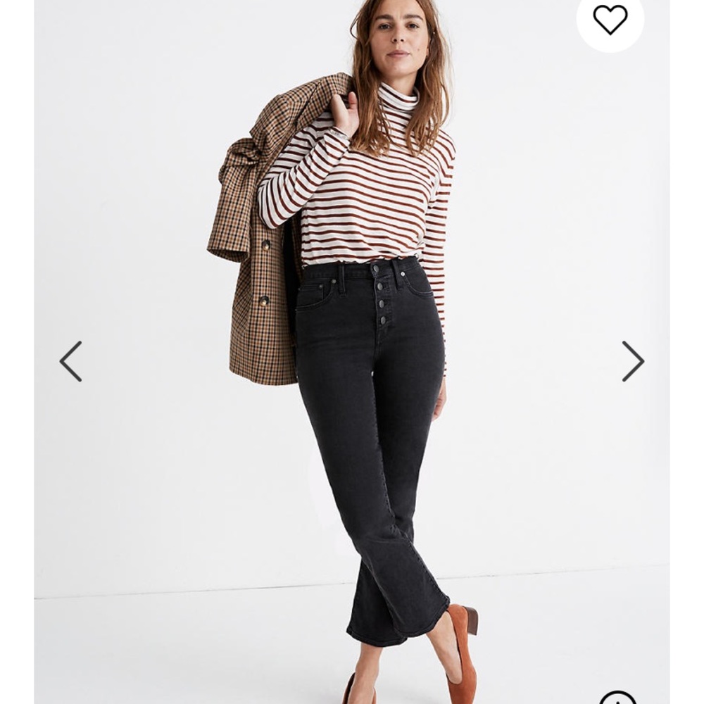 NWT Madewell Cali Demi Boot high rise jeans black